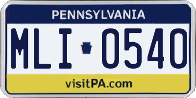 PA license plate MLI0540