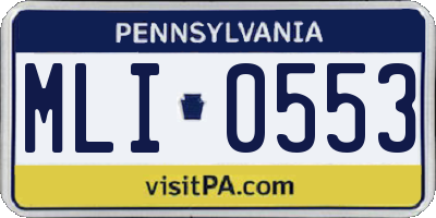 PA license plate MLI0553