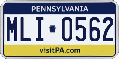 PA license plate MLI0562