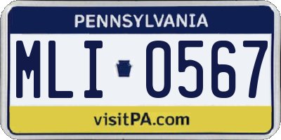 PA license plate MLI0567