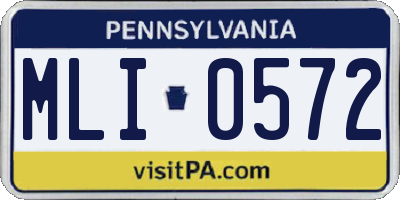 PA license plate MLI0572