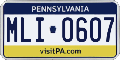 PA license plate MLI0607