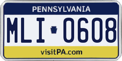 PA license plate MLI0608