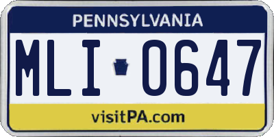 PA license plate MLI0647