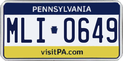 PA license plate MLI0649