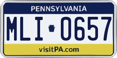 PA license plate MLI0657