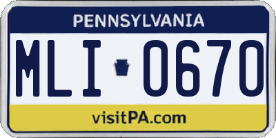 PA license plate MLI0670