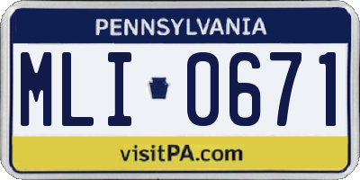 PA license plate MLI0671