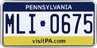 PA license plate MLI0675