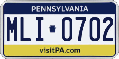 PA license plate MLI0702