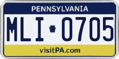 PA license plate MLI0705