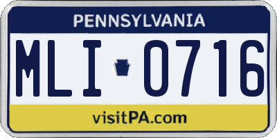 PA license plate MLI0716