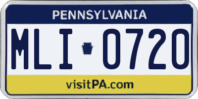 PA license plate MLI0720