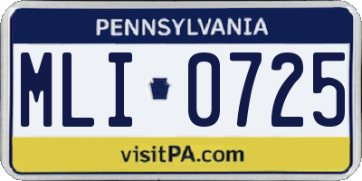 PA license plate MLI0725