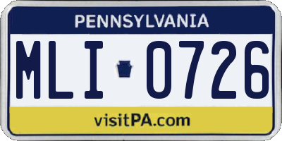 PA license plate MLI0726
