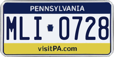 PA license plate MLI0728