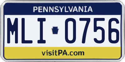 PA license plate MLI0756