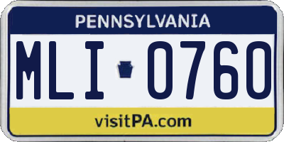 PA license plate MLI0760