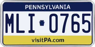PA license plate MLI0765