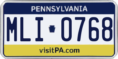 PA license plate MLI0768