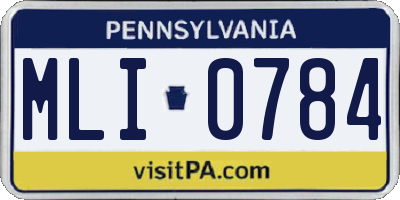 PA license plate MLI0784