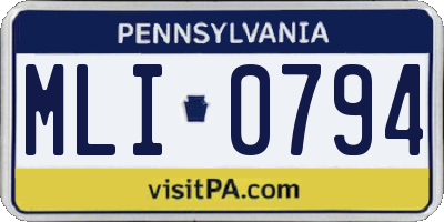 PA license plate MLI0794