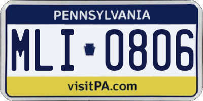 PA license plate MLI0806