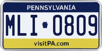 PA license plate MLI0809