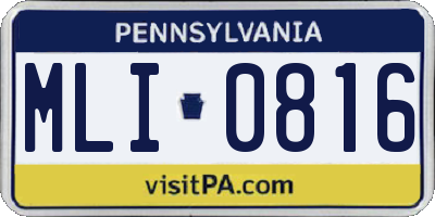 PA license plate MLI0816