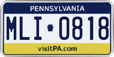 PA license plate MLI0818