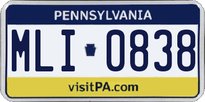 PA license plate MLI0838