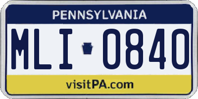 PA license plate MLI0840