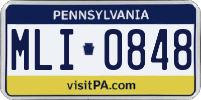 PA license plate MLI0848