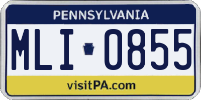 PA license plate MLI0855