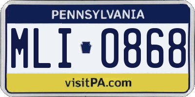 PA license plate MLI0868