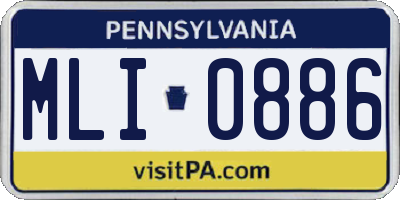 PA license plate MLI0886