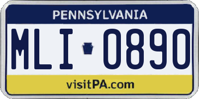 PA license plate MLI0890
