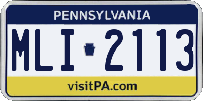 PA license plate MLI2113