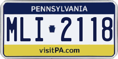PA license plate MLI2118