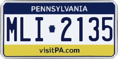 PA license plate MLI2135