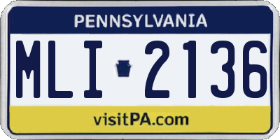 PA license plate MLI2136