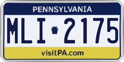 PA license plate MLI2175
