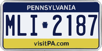 PA license plate MLI2187