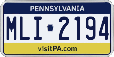 PA license plate MLI2194