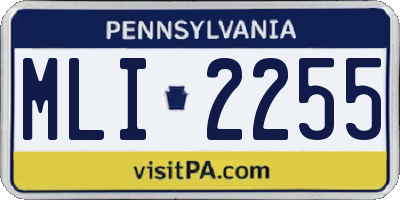 PA license plate MLI2255