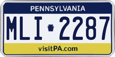 PA license plate MLI2287