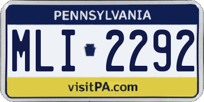 PA license plate MLI2292