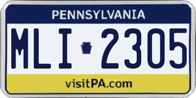 PA license plate MLI2305