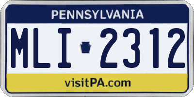 PA license plate MLI2312