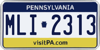 PA license plate MLI2313